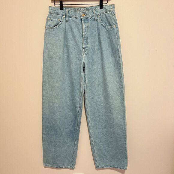 Mother SNACKS! The Pleated Fun Dip Puddle Cotton Jeans in Just a Nibble Size 28 - Picture 4 of 13